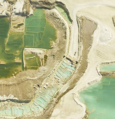 An aerial view of a large body of water