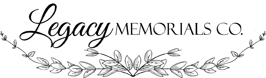 A black and white logo for legacy memorials co.