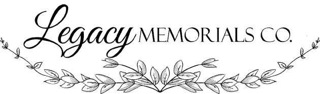 A black and white logo for legacy memorials co.