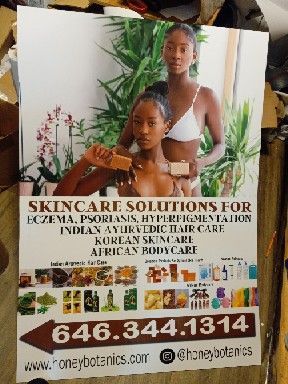 A poster for skincare solutions for eczema psoriasis and hyperpigmentation