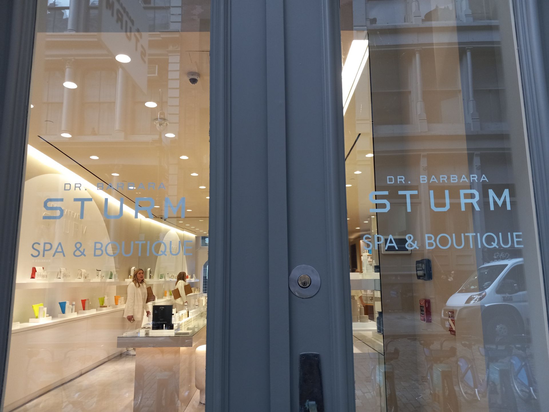 The front door of a store called dr barbara sturm spa & boutique