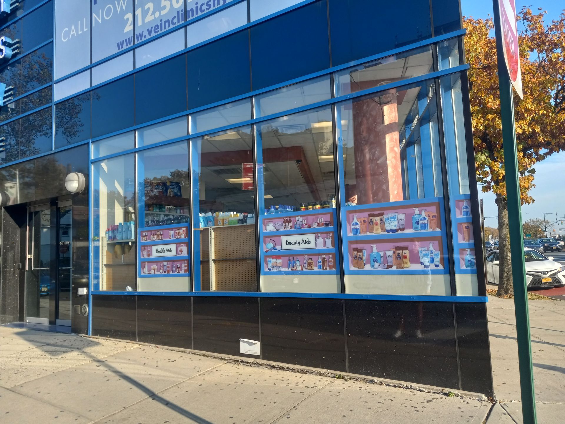 A store front with a sign that says call now