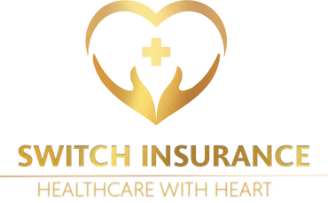 A logo for switch insurance healthcare with heart