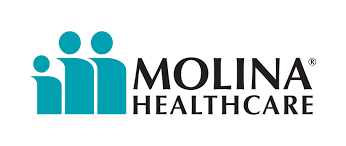 The logo for molina healthcare is blue and black