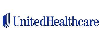 The united healthcare logo is blue and white on a white background.