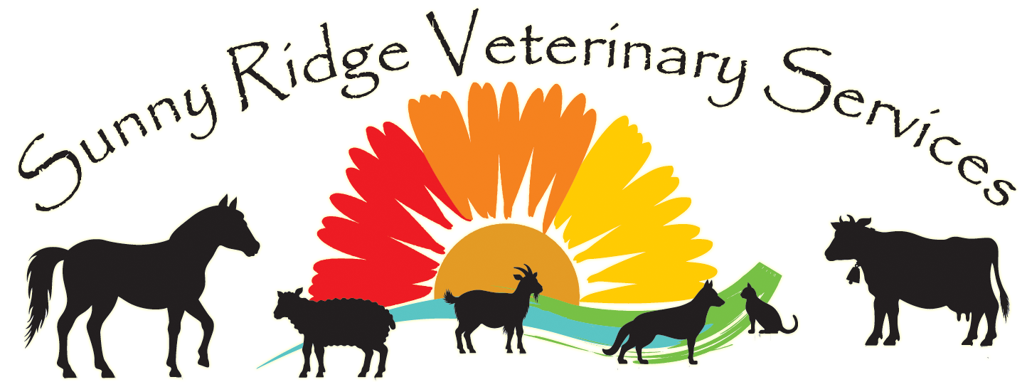 A logo for sunny ridge veterinary services with horses and cows  Sunny Ridge Veterinary Services Columbiana Ohio Rogers