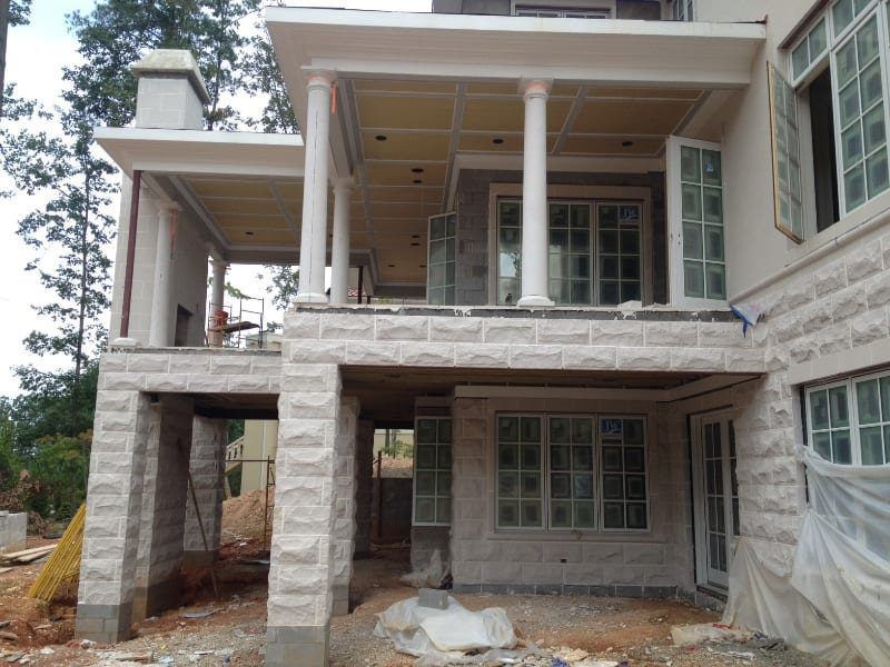 The back of a house that is under construction