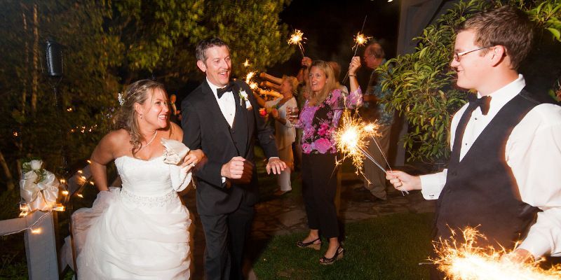 Groom and bride walking to the reception — RTP, NC — RTP.Studio
