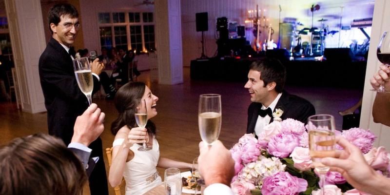 Groom and bride at a dinner table — RTP, NC — RTP.Studio