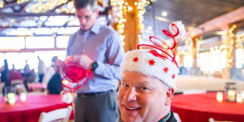 Man wearing Christmas hat — RTP, NC — RTP.Studio