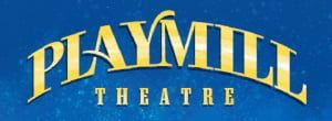 The playmill theatre logo is on a blue background