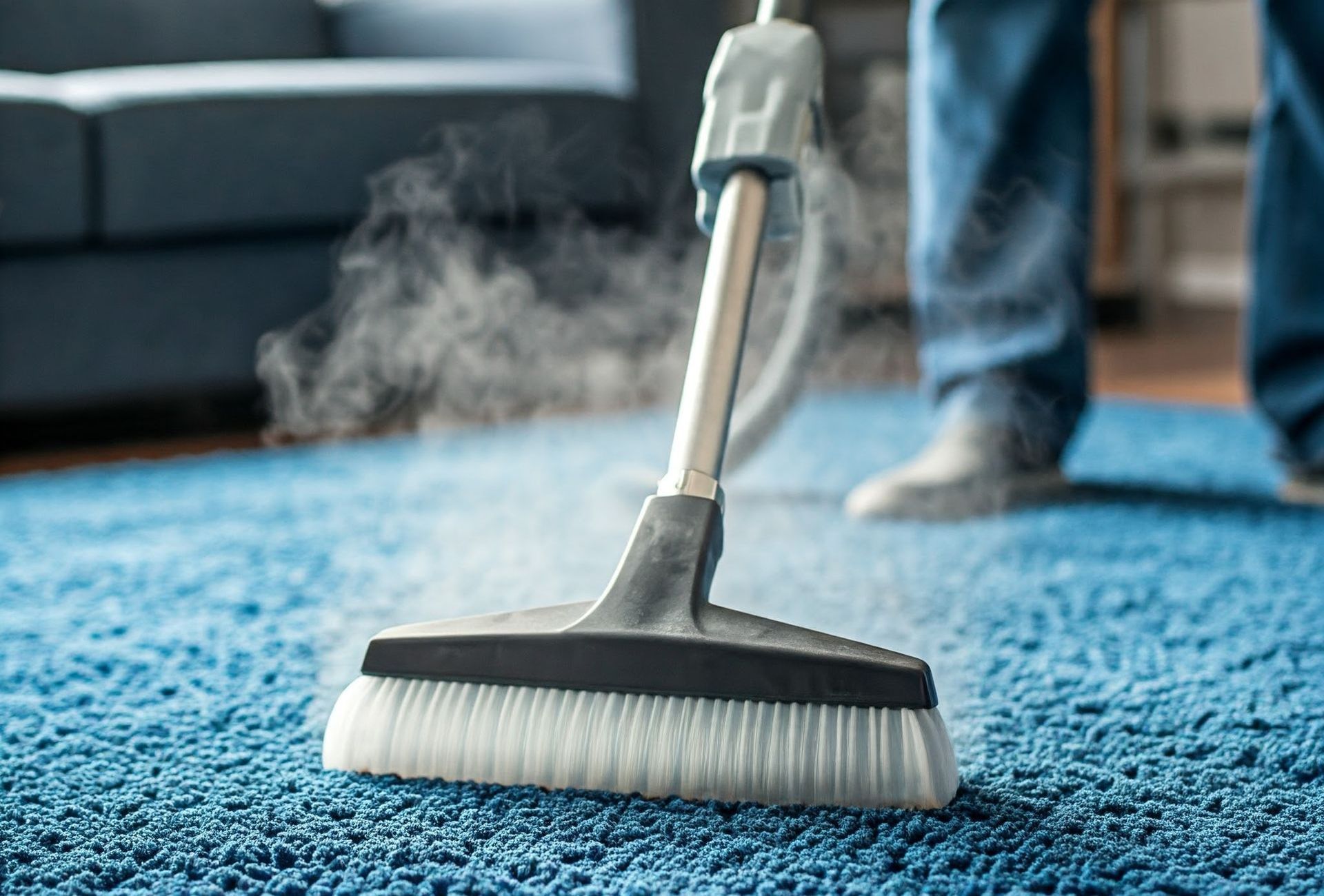 Professional carpet cleaning equipment being used by expert carpet cleaner for basic carpet cleaning in Redmond, Oregon