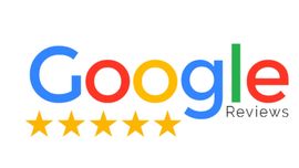 The google reviews logo has five stars on it.