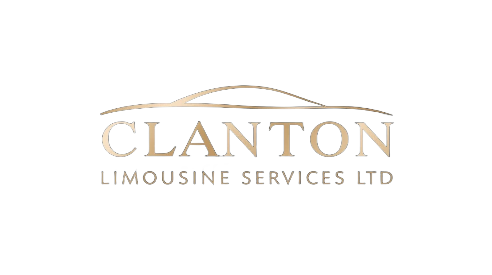 Clanton Limousine Services Ltd logo with a gold car outline above the name in gold font.