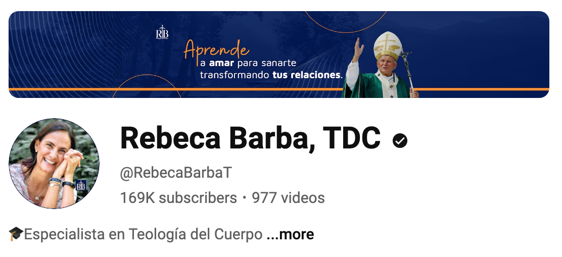 Rebeca de Alba TDC (Teología del Cuerpo)