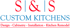 A logo for s & s custom kitchens design cabinetry installation kitchen remodel