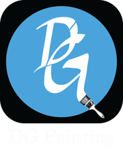 Logo for DG Painting: white initials 