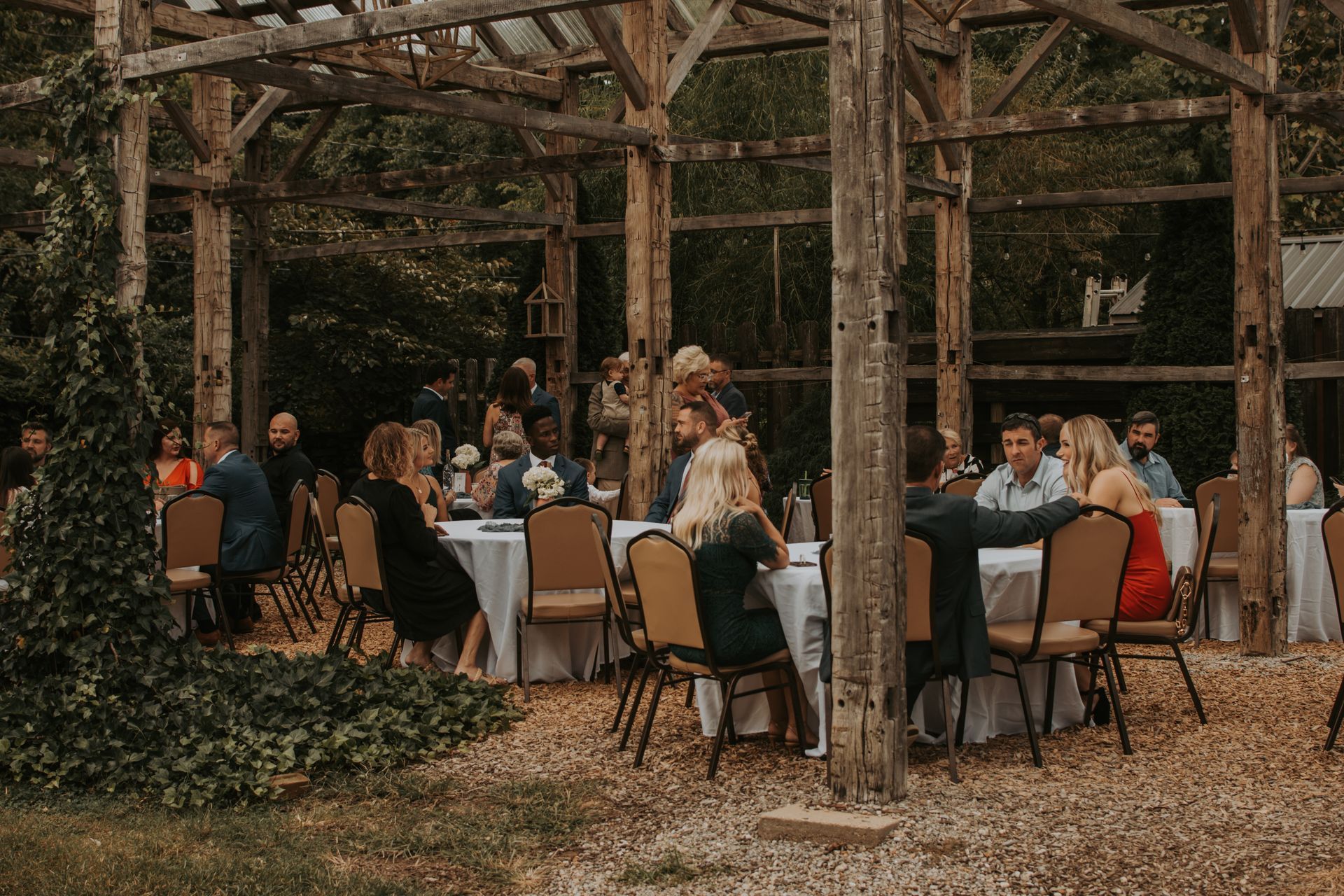 Outdoor reception under the pavilion