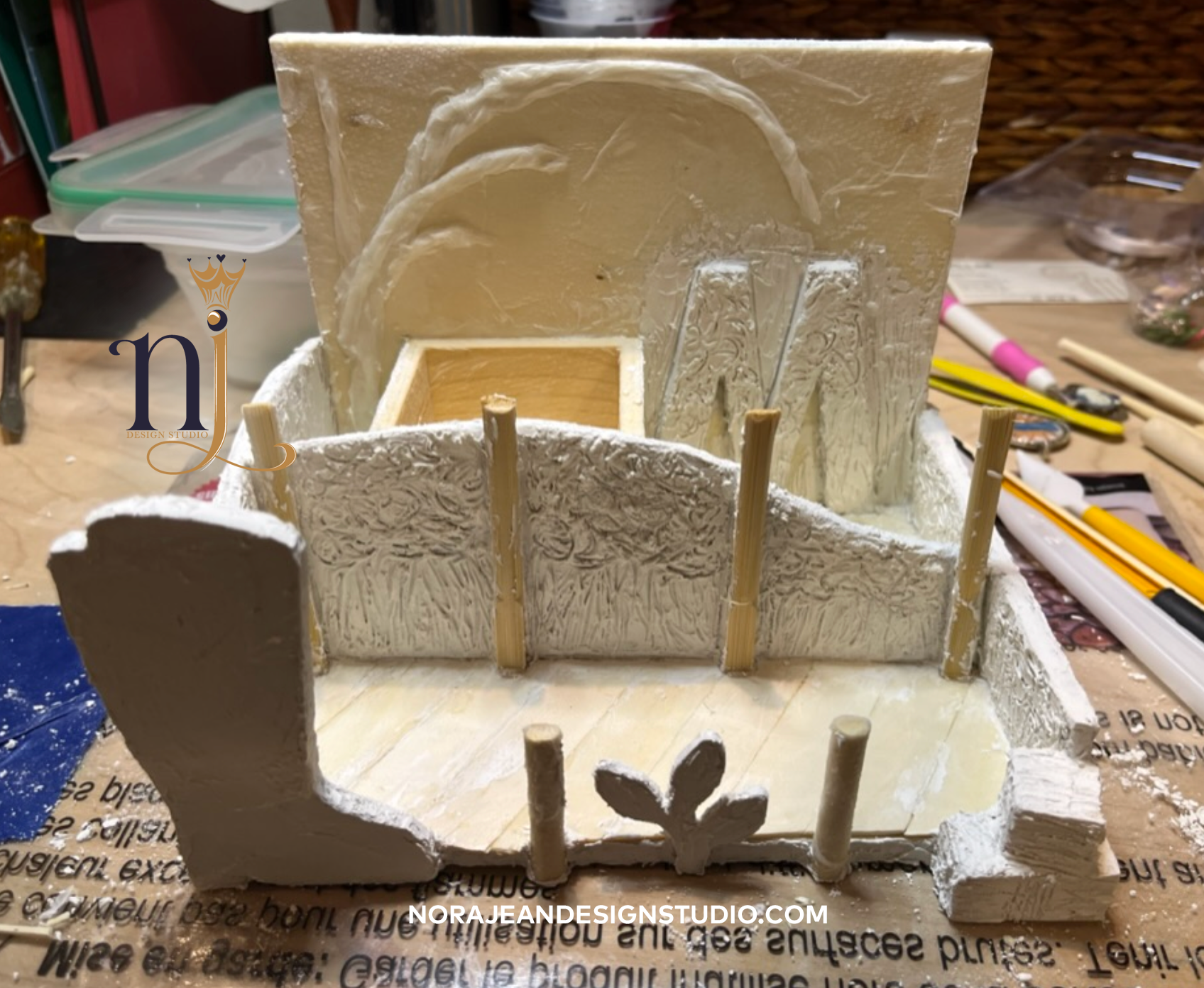 Peacock cell phone holder in the making