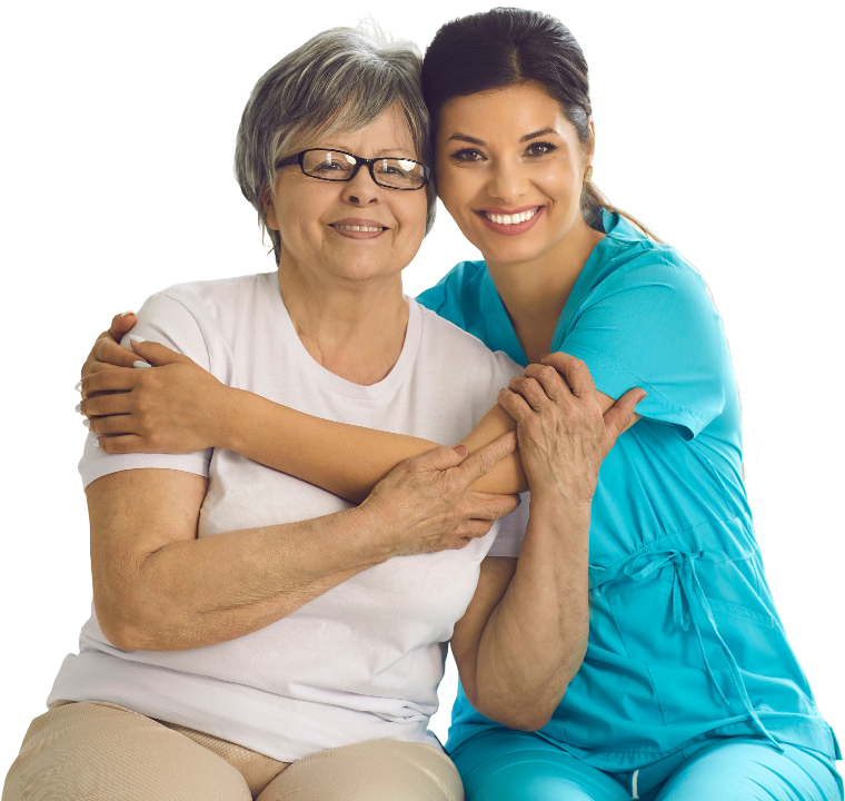 Woman Hugging Caregiver