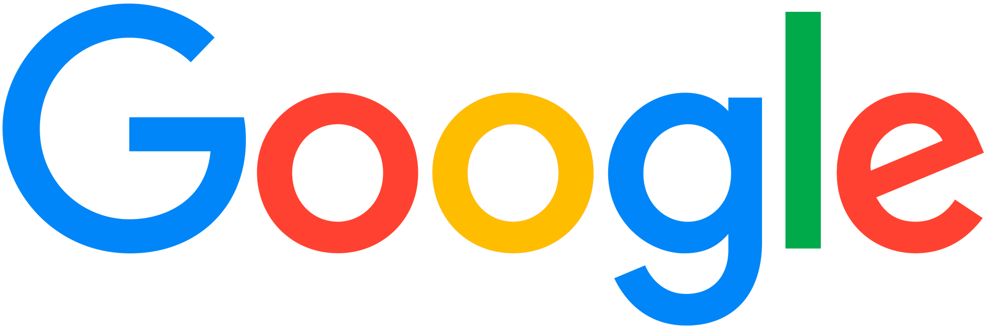 A colorful google logo on a white background