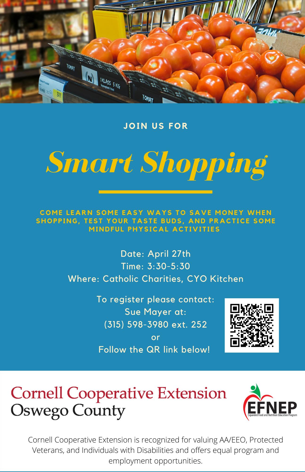 A poster for smart shopping in cornell cooperative extension oswego county