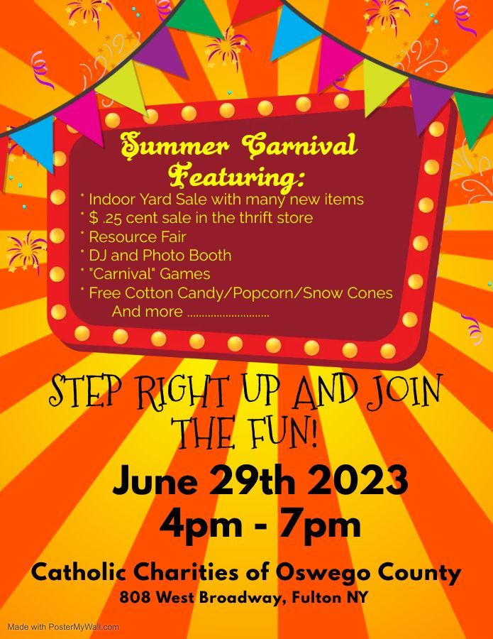 An advertisement for a summer carnival taking place on june 29th 2023