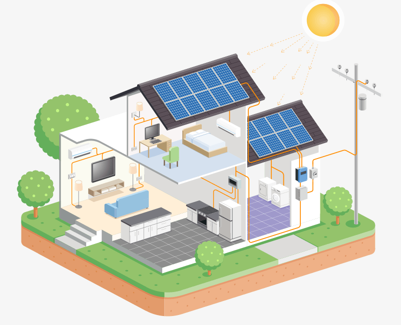 illustrazione di una casa sostenibile