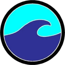 My Pool Repairs Logo - A blue wave in a black circle on a white background.