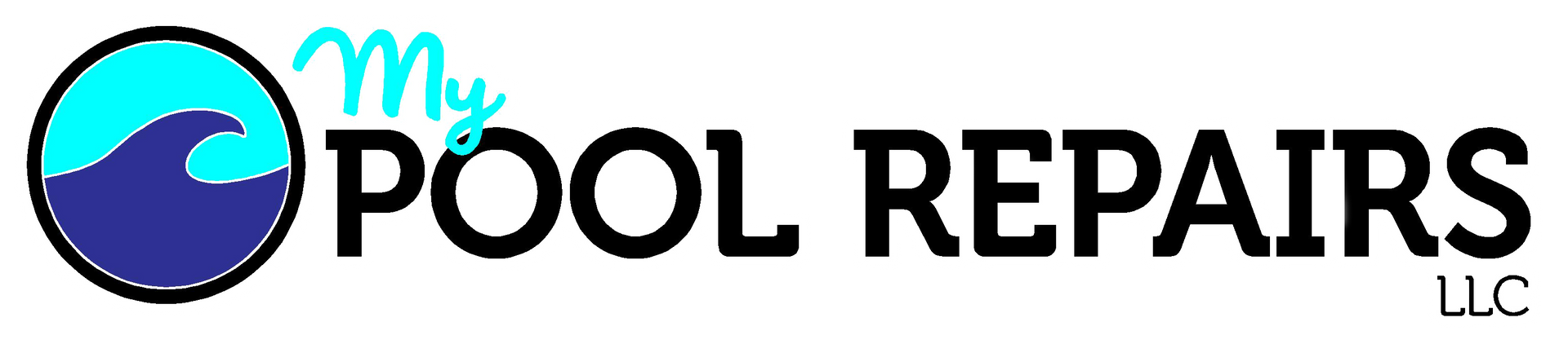 Logo for My Pool Repairs LLC: a circular icon with waves and text 