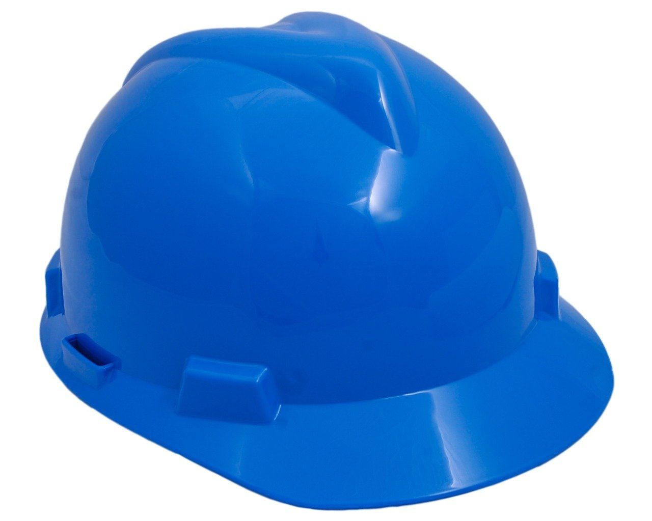 Um capacete azul sobre um fundo branco