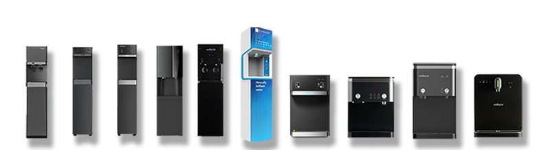 Row of Different Style Bottleless Water Coolers