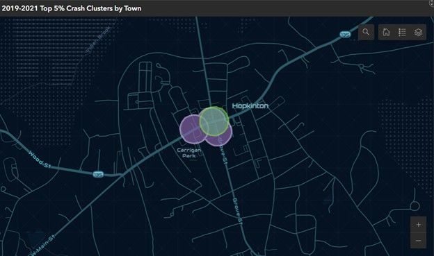 crash density map for hopkinton MA
