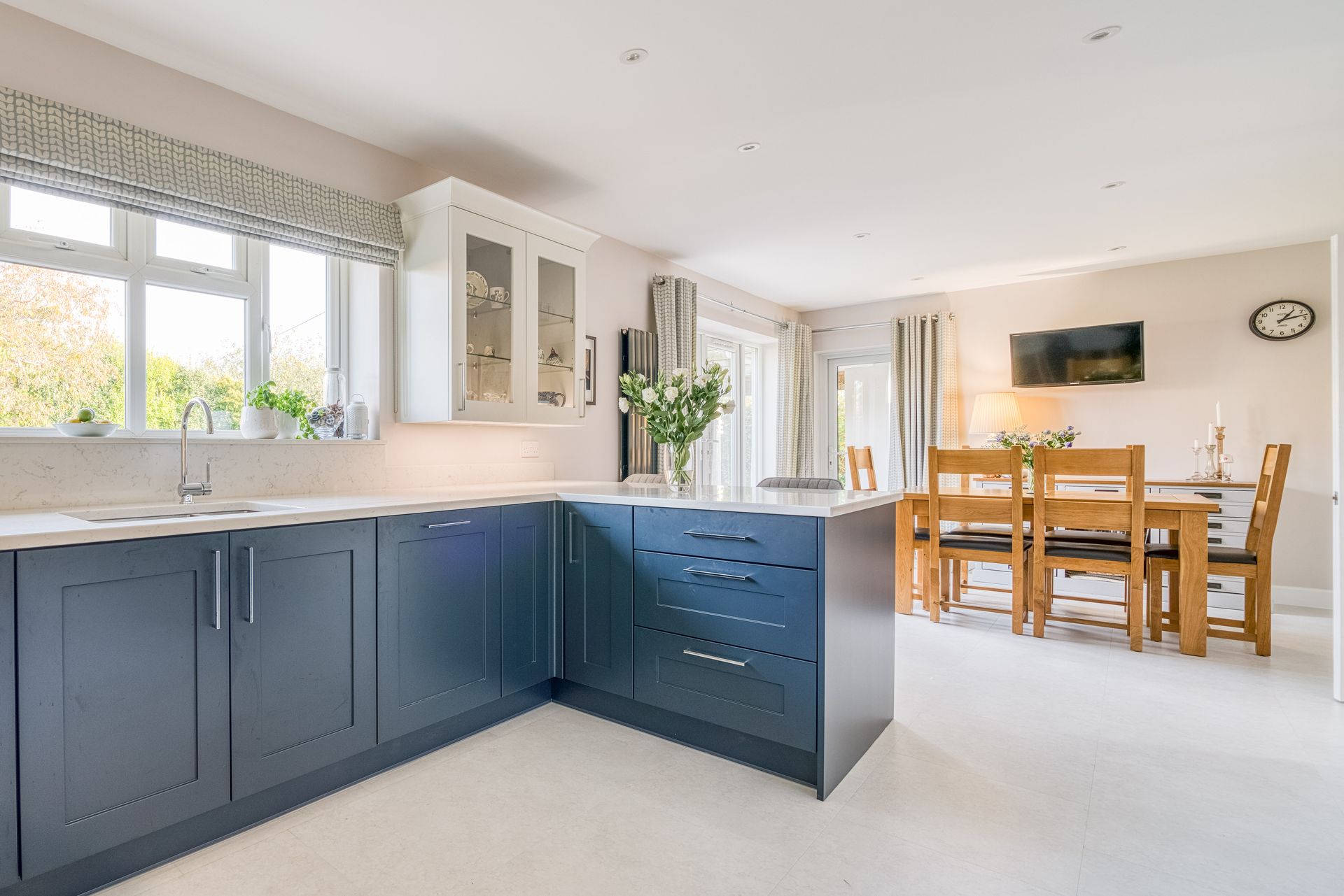 Blue  Kitchen cabinets with modern layout
