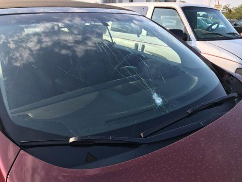 Illinois — Windshield of Maroon Car in Morton IL