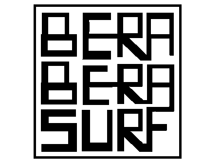 Un logotipo en blanco y negro para una empresa llamada Bera Surf.