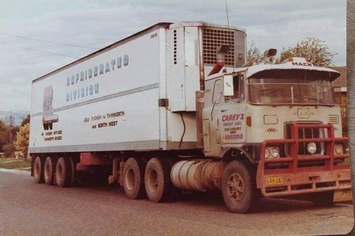 A semi-truck drives across a bridge over a river on a sunny day.