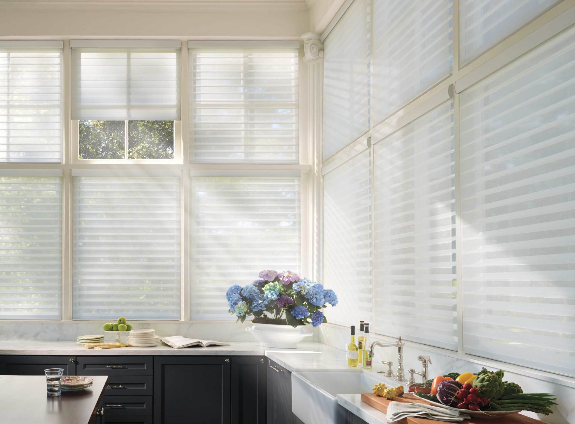 After Adding hunter Douglas Silhouette Window Shadings in a Newtown, Massachusetts (MA) Home