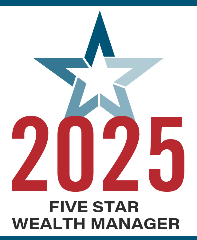 Five Star Wealth Manager award logo, featuring a star over the year