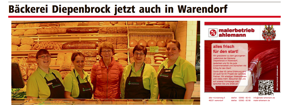 ladenlokal der bäckerei diepenbrock warendorf