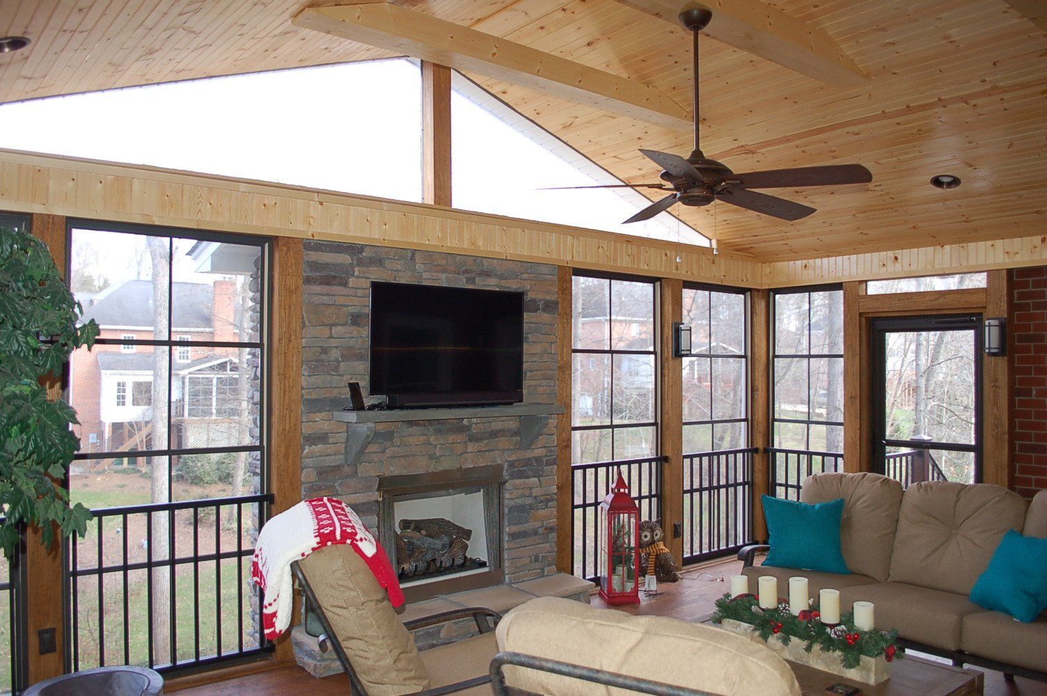 Sunroom with Fireplace