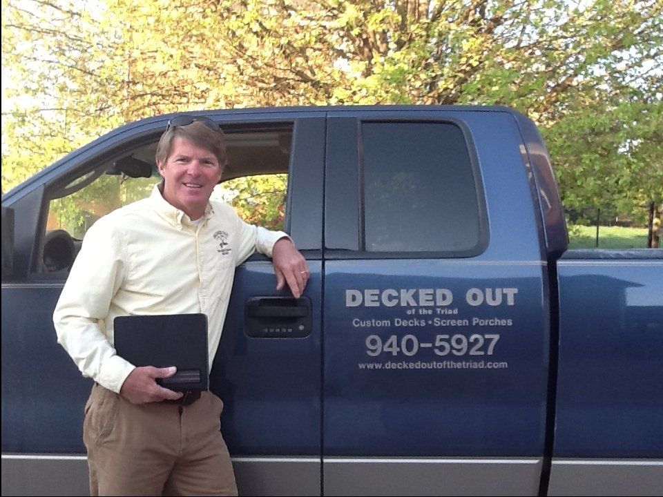 President Steve Peterson with the Decked Out company truck