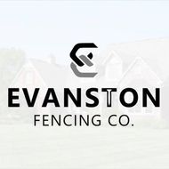 Evanston fencing co. logo with a house in the background