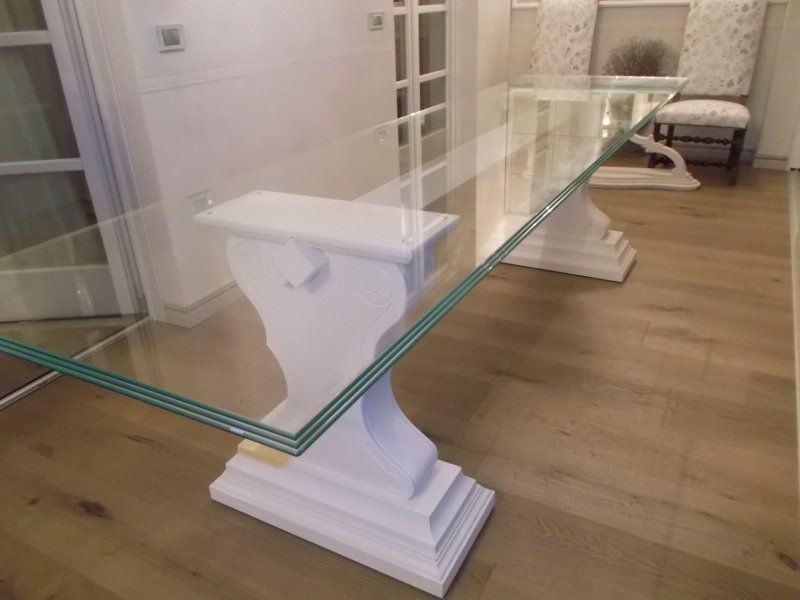 tavolo per sala da pranzo con piano in vetro