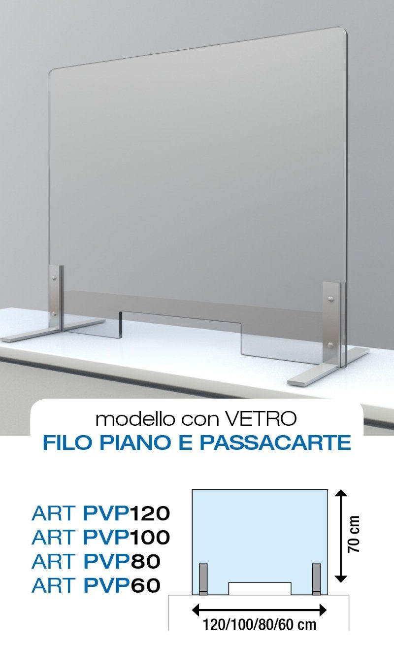 modello di parafiato con vetro filo piano e passacarte
