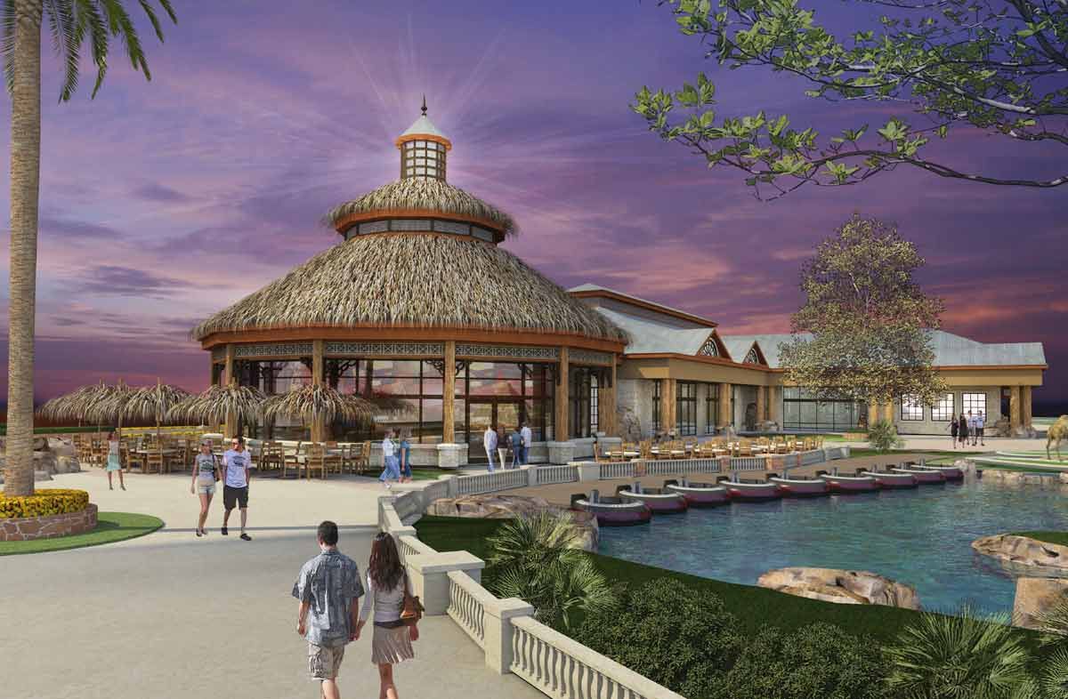 An artist 's impression of a gazebo with a thatched roof