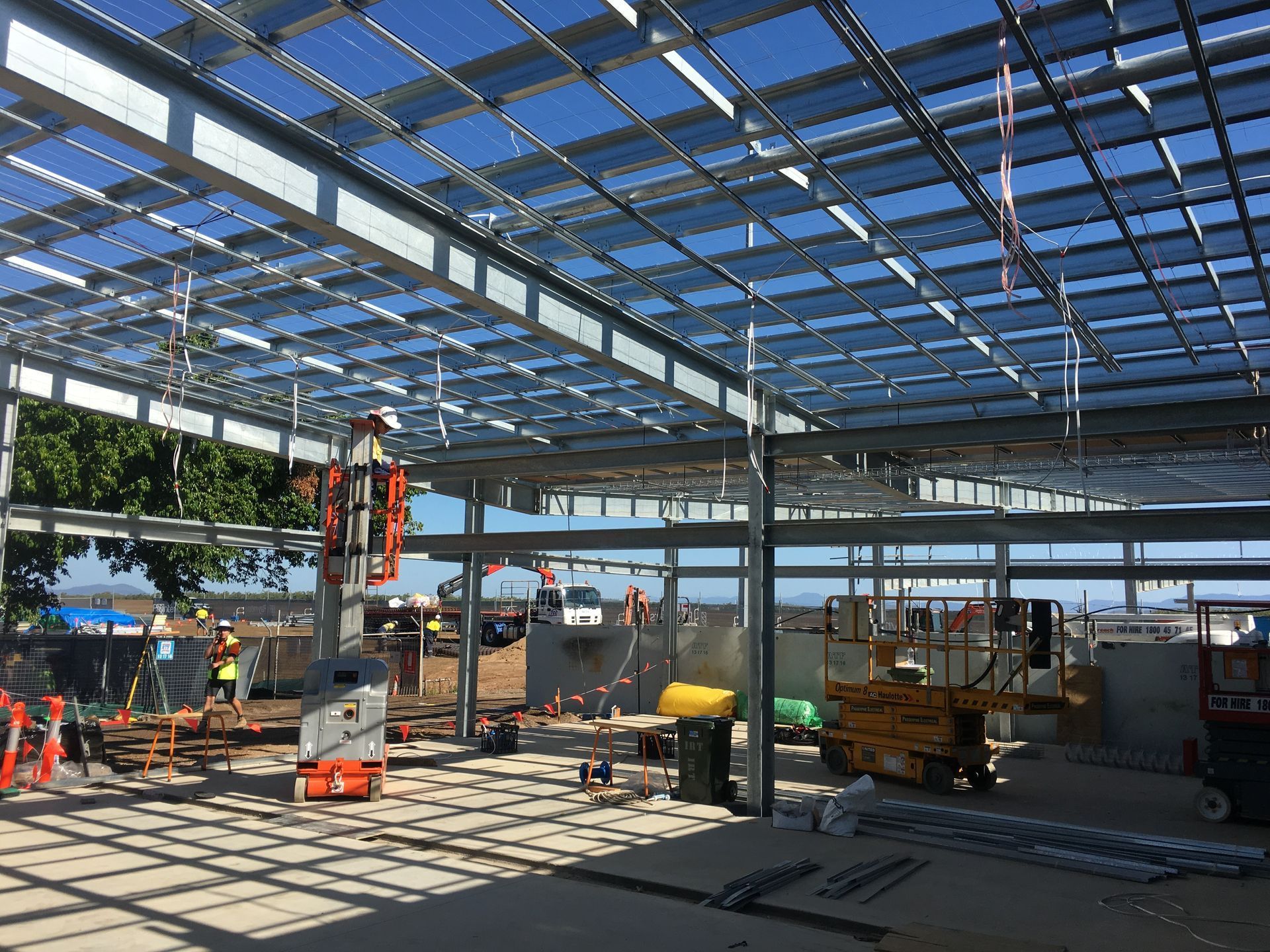 A Large Metal Structure is Being Built on a Construction Site — Proserpine Electrical Services in Proserpine, QLD