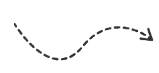 Dashed line with arrow, curving upwards then downwards, pointing to the right.
