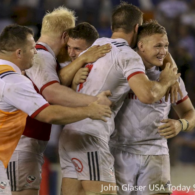 USA Rugby players celebrate big win