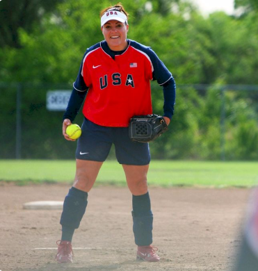 American Woman playing softball